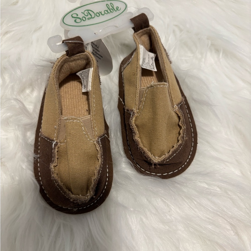 Tan Suede Baby Moccasin Walkers with Leather Trim